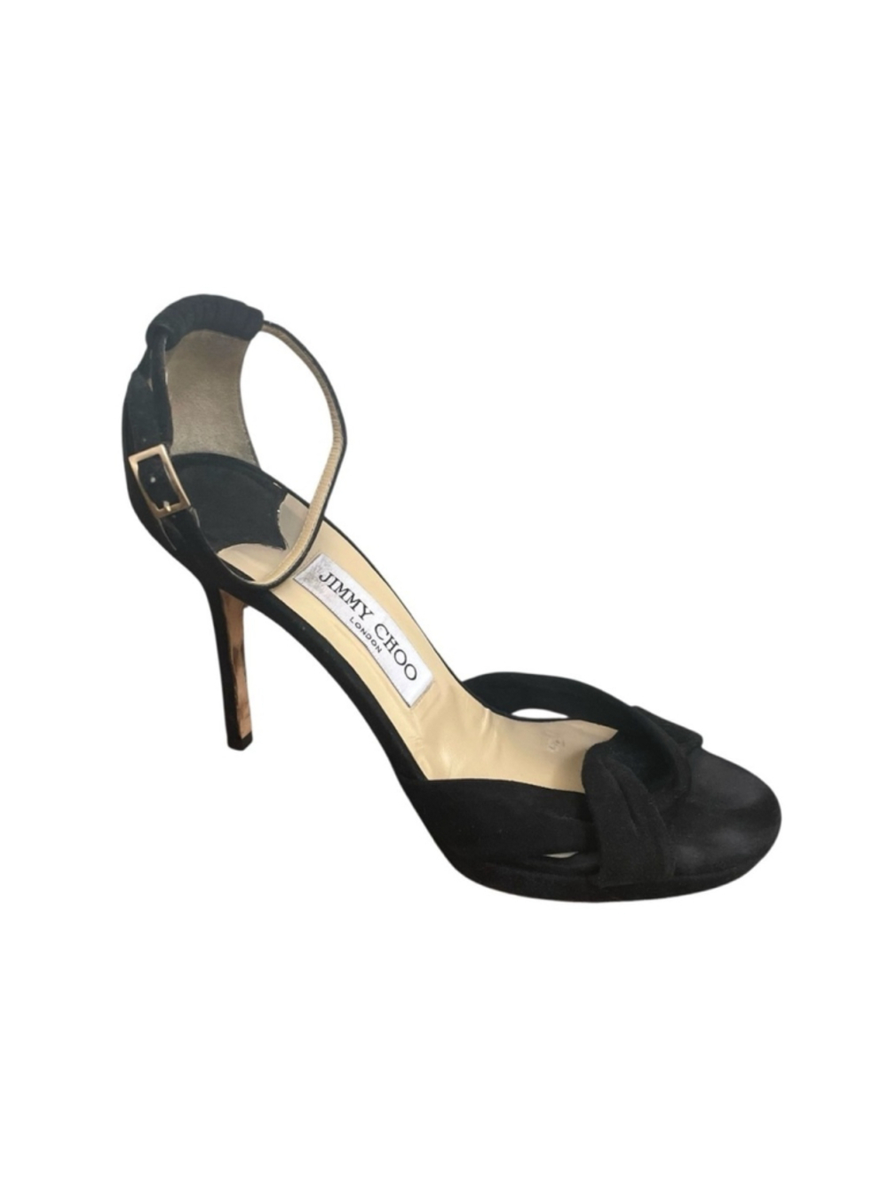 Jimmy Choo Black Suede Ankle Strap Heels Size 7.5